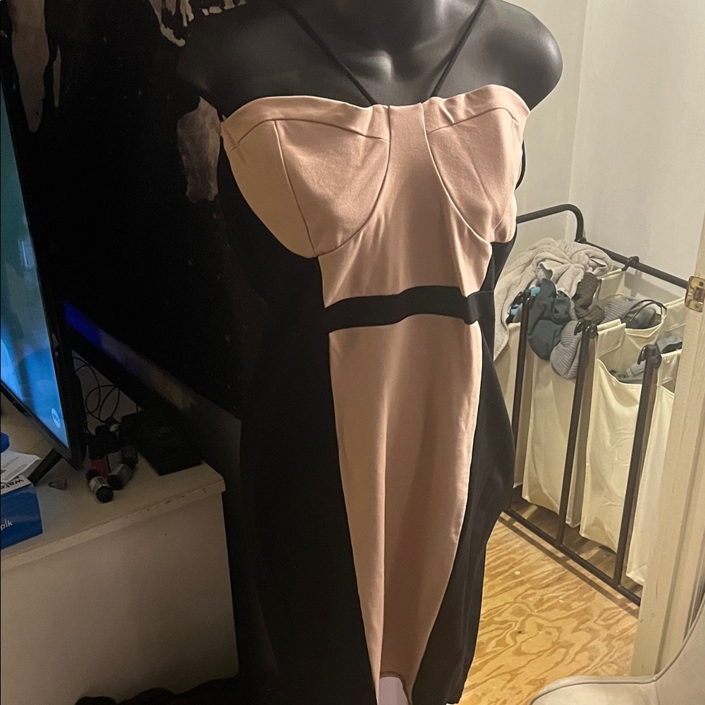 Charlotte Russe Strapless Black and Pink Midi Dress